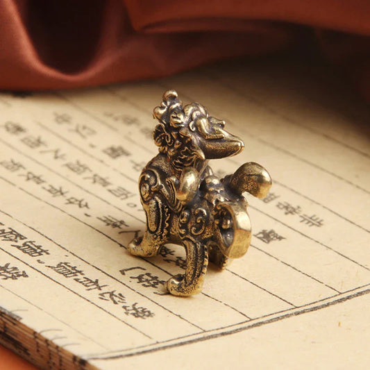 Chinese Feng Shui Brass Kylin Statue – Qilin Wealth & Prosperity Figurine for Good Luck