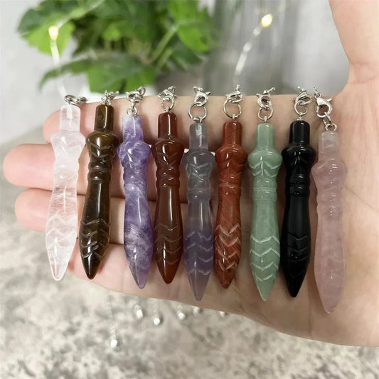 Natural Gemstone Egyptian Cone Pendulum – Clear Quartz Dowsing Tool for Divination, Reiki & Spiritual Healing
